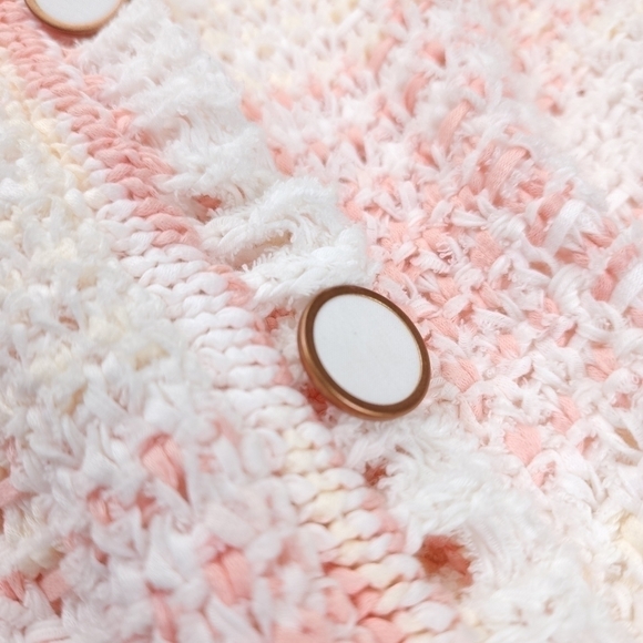 New Blumarine Pink White Yellow Tweed Weave Cardigan Jacket Sz 6 - Picture 9 of 16